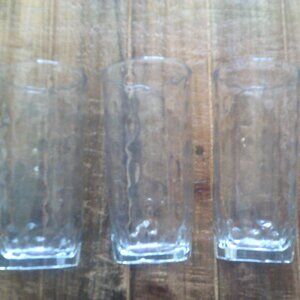 Libbey Crisa 8 oz Juice Glasses Set of 3 Clear Dimpled Tumblers Vintage